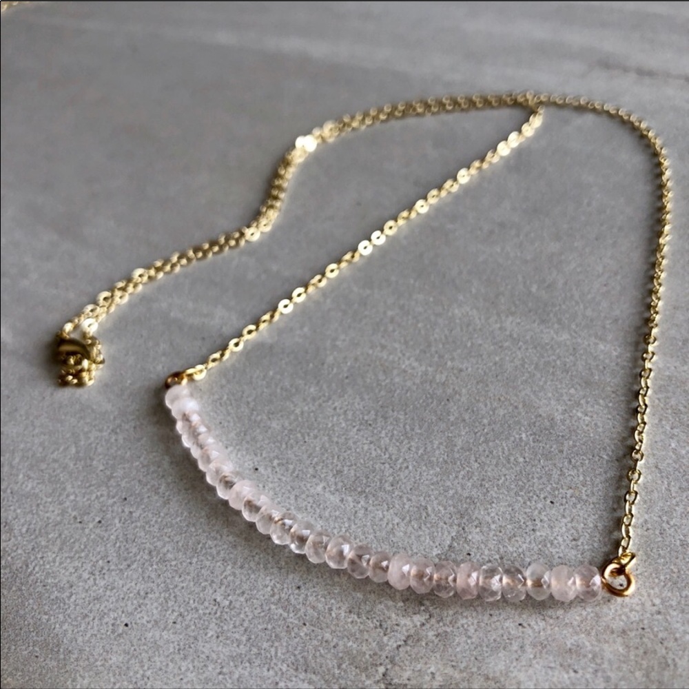 Handmade Crystal Bar, 14k Gold Boho Necklace